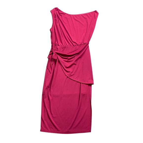 Grace Karin Dress Women L Large Magenta Asymmetric Drape Neck Layered Waist Slit - Picture 1 of 12